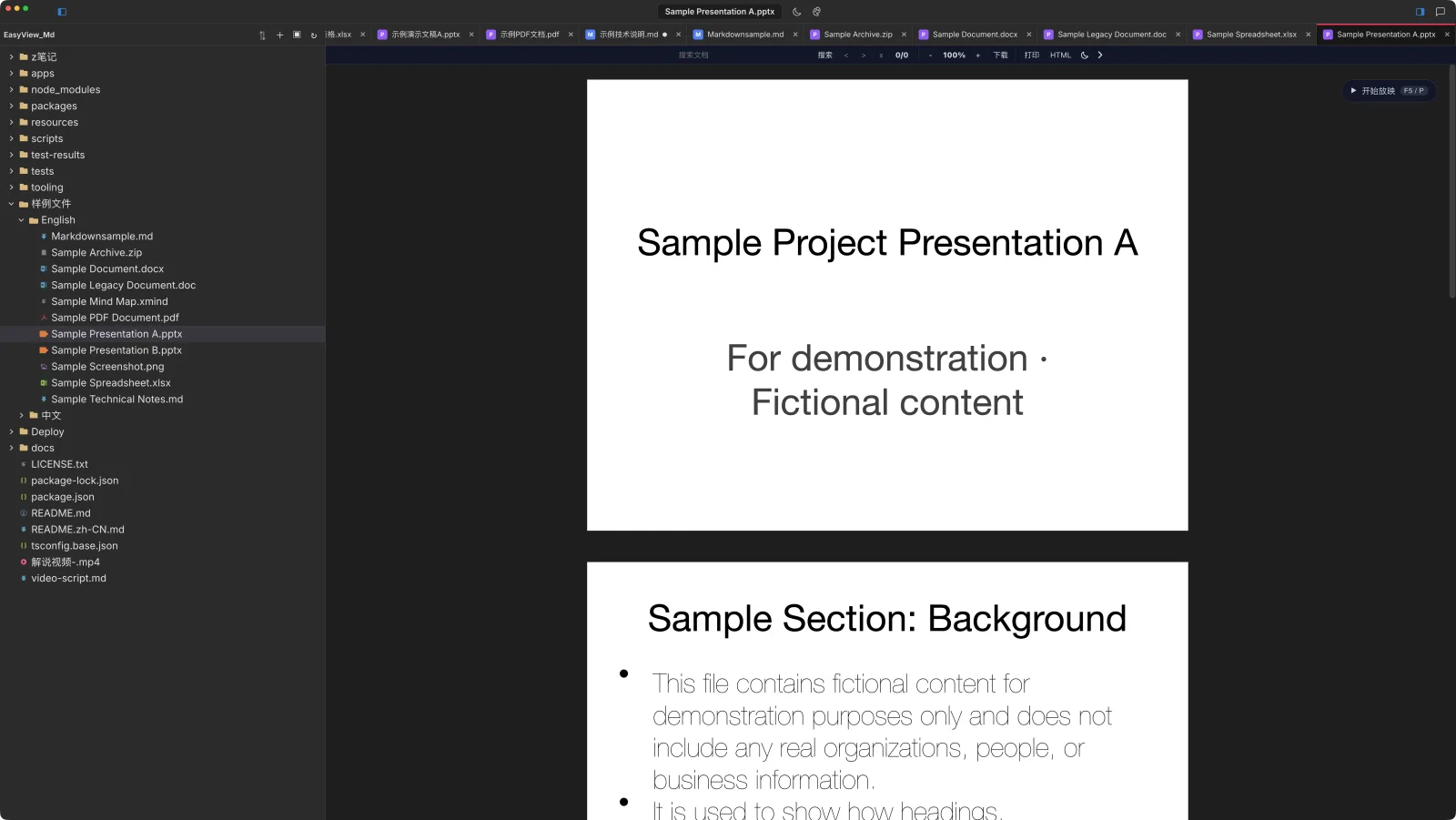 Previewing a PowerPoint deck
